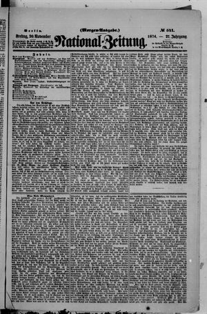Nationalzeitung on Nov 20, 1874