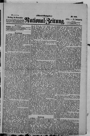 Nationalzeitung vom 20.11.1874