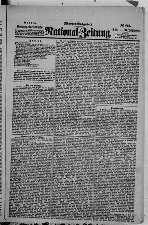 Nationalzeitung vom 22.11.1874
