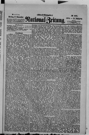 Nationalzeitung vom 27.11.1874
