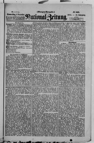 Nationalzeitung vom 03.12.1874