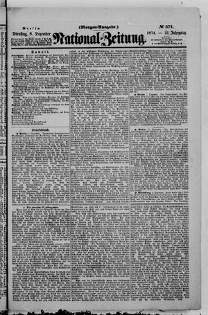 Nationalzeitung vom 08.12.1874