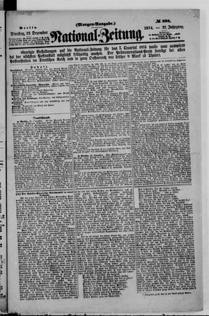 Nationalzeitung vom 22.12.1874