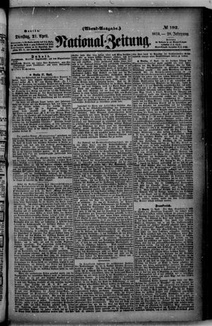 Nationalzeitung vom 27.04.1875