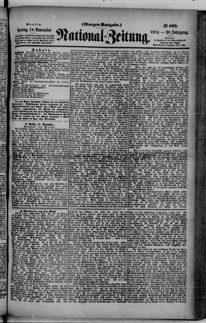 Nationalzeitung vom 19.11.1875
