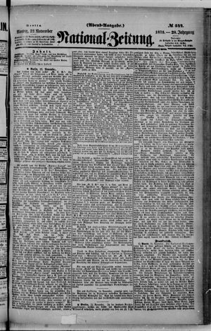 Nationalzeitung on Nov 22, 1875