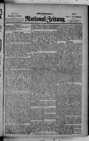 Nationalzeitung on Jan 3, 1876