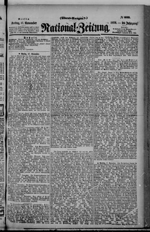 Nationalzeitung on Nov 17, 1876
