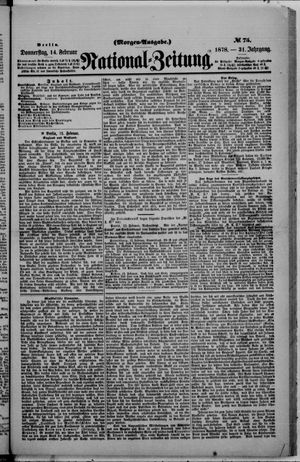 Nationalzeitung on Feb 14, 1878