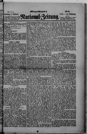 Nationalzeitung vom 17.02.1878