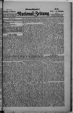 Nationalzeitung on Feb 19, 1878