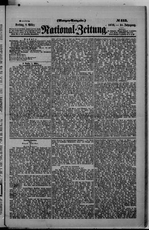Nationalzeitung vom 08.03.1878