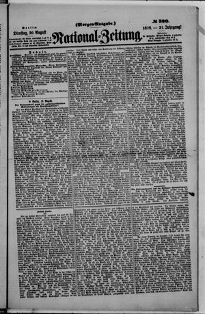 Nationalzeitung on Aug 20, 1878
