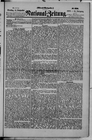 Nationalzeitung vom 10.09.1878