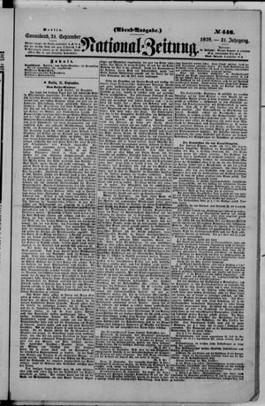 Nationalzeitung on Sep 21, 1878