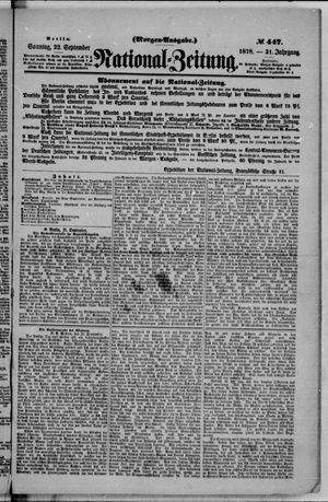 Nationalzeitung vom 22.09.1878