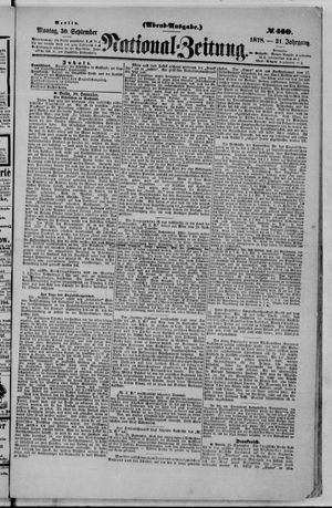 Nationalzeitung on Sep 30, 1878