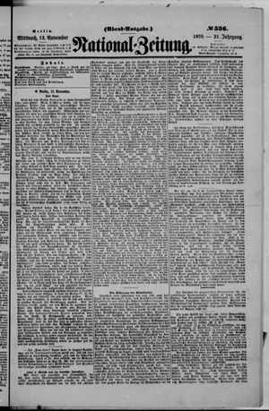 Nationalzeitung vom 13.11.1878