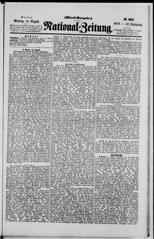 Nationalzeitung vom 18.08.1879