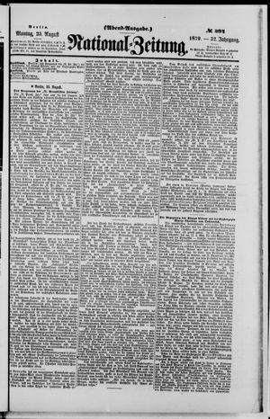 Nationalzeitung vom 25.08.1879