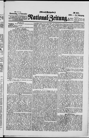 Nationalzeitung vom 03.11.1881