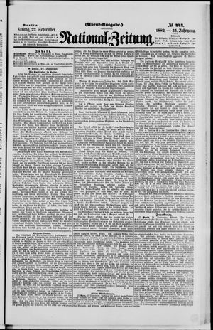 Nationalzeitung vom 22.09.1882