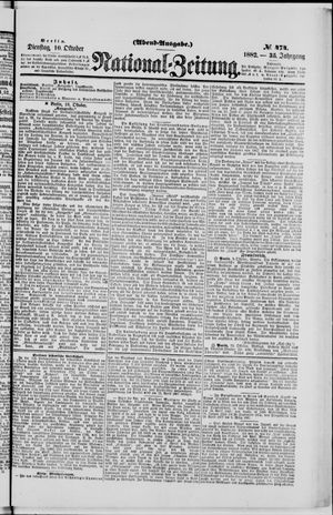 Nationalzeitung vom 10.10.1882