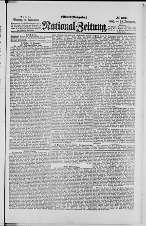 Nationalzeitung vom 13.11.1882