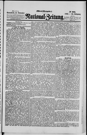 Nationalzeitung vom 25.11.1882
