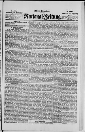 Nationalzeitung vom 29.11.1882