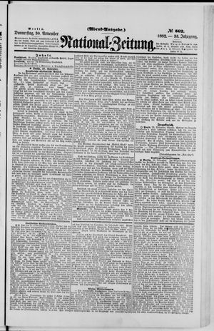 Nationalzeitung vom 30.11.1882