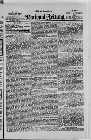 Nationalzeitung vom 28.04.1884