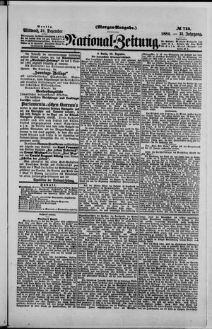 Nationalzeitung vom 31.12.1884