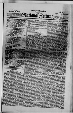 Nationalzeitung vom 01.04.1885