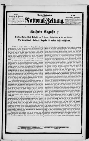 Nationalzeitung vom 07.01.1890