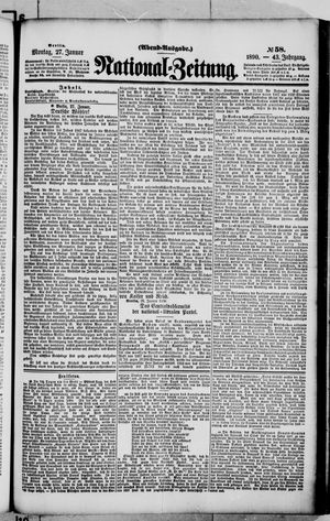Nationalzeitung vom 27.01.1890