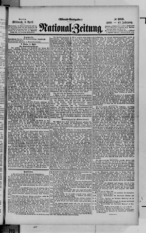 Nationalzeitung vom 09.04.1890