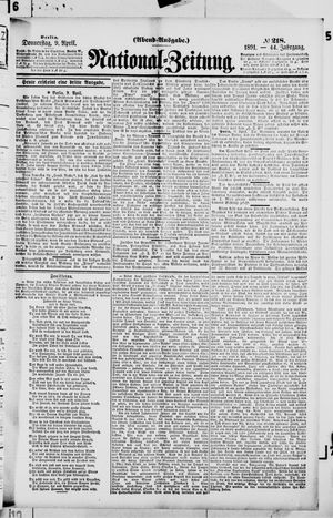 Nationalzeitung on Apr 9, 1891