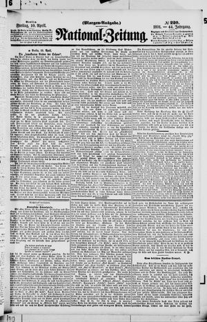 Nationalzeitung vom 10.04.1891
