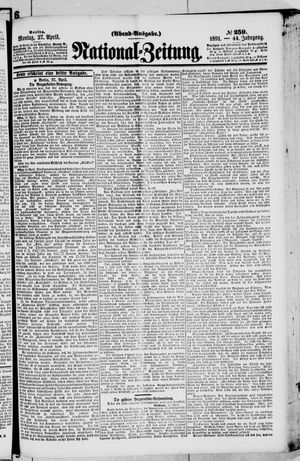 Nationalzeitung vom 27.04.1891