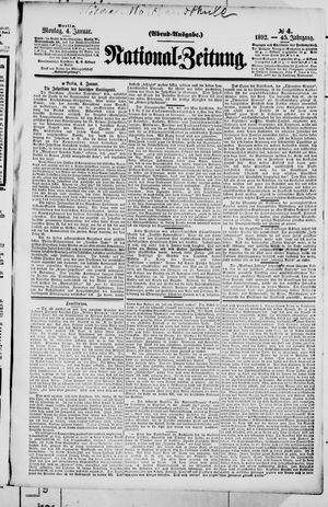 Nationalzeitung vom 04.01.1892