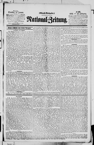 Nationalzeitung on Jan 12, 1892