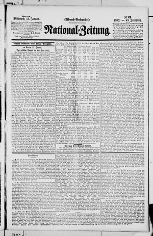 Nationalzeitung vom 13.01.1892