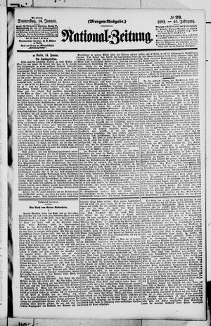 Nationalzeitung vom 14.01.1892