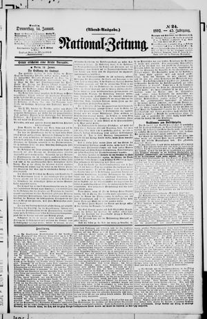 Nationalzeitung vom 14.01.1892