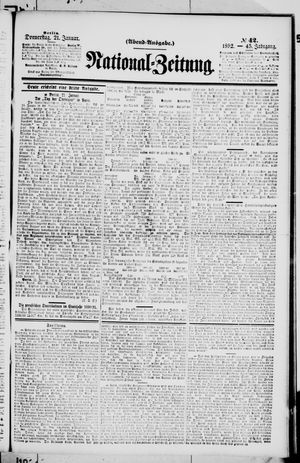 Nationalzeitung on Jan 21, 1892
