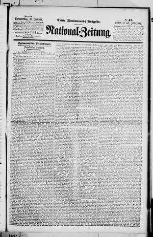 Nationalzeitung vom 21.01.1892