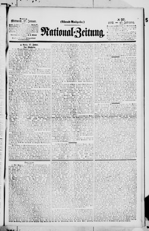 Nationalzeitung vom 27.01.1892