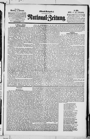 Nationalzeitung vom 01.02.1892