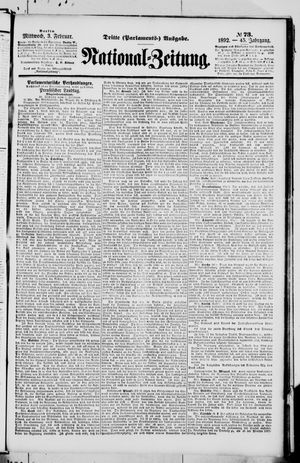 Nationalzeitung vom 03.02.1892